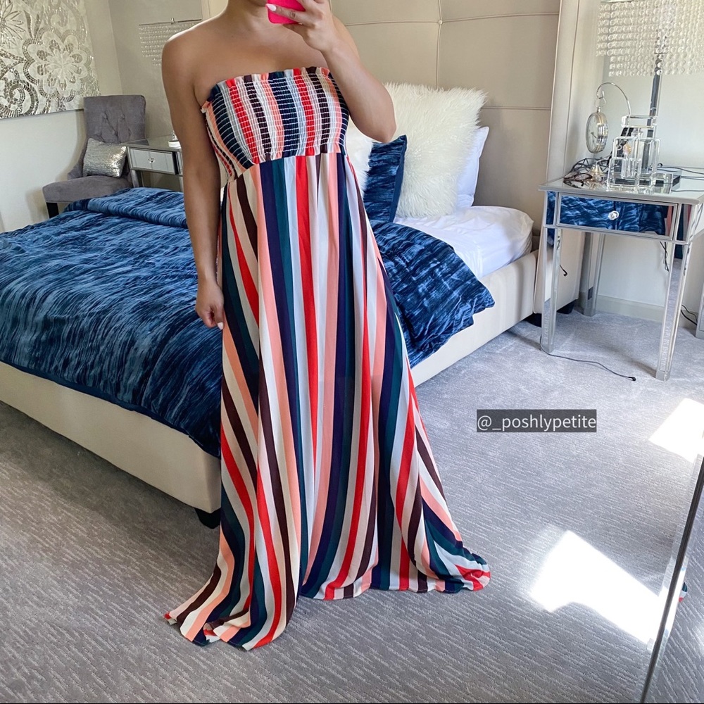 Newbury Kustom XS strapless multicolor tube top maxi dress